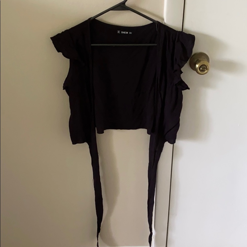 Black wrap crop top